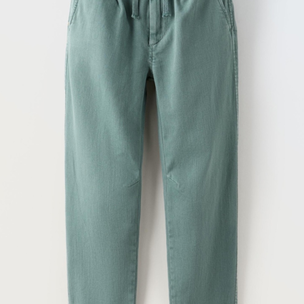 Zara boys darted super stretch trousers - Stylish Green Casual Pants/ 13-14